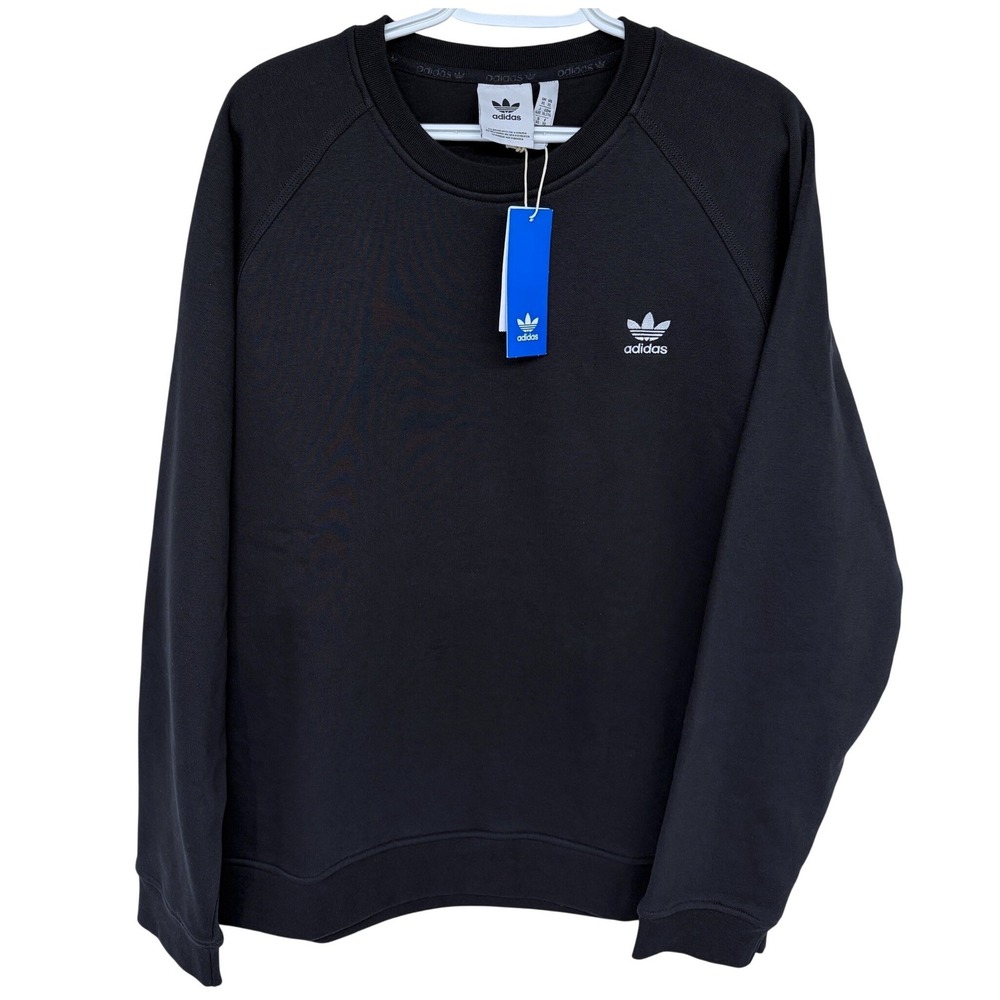 New‎ Adidas Trefoil Essential Crew Sweatshirt Mens XL Black Sportswear IY4932